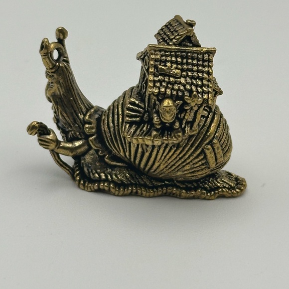 Brass Snail with House and Creature Miniature Figurine Statue - Picture 4 of 10